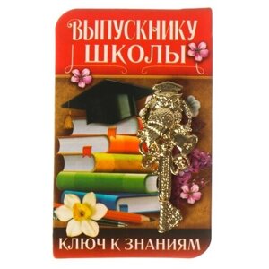Ключ на открытке "Выпускнику школы", 5,1 х 8,2 см 4531326