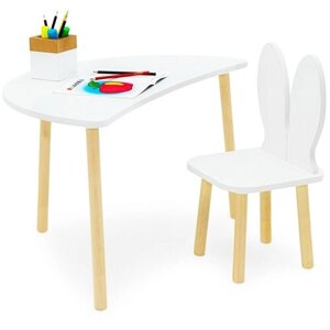 Комплект детской деревянной мебели стол "Луна" и стул "Зайчик"