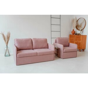 Комплект мягкой мебели диван кровать и раскладное кресло кровать Brendoss 802 цвет розовый