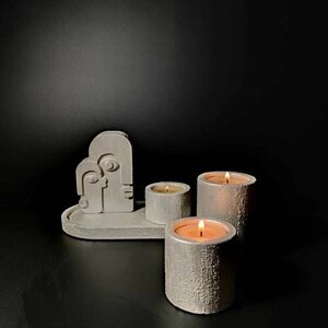 Комплект подсвечников на подставке для чайных свечей "Вечер" из гипса