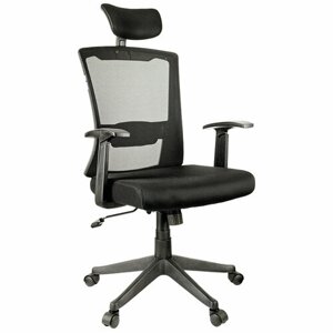 Компьютерное офисное кресло (стул) руководителя Helmi HL-E31 "Ergo", рег. подгол. и пояс. упор, мех. кач. Люкс", ткань черная