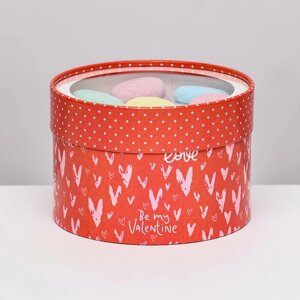 Коробка для макарун тубус с окном " With love!16 х 16 х 9 см