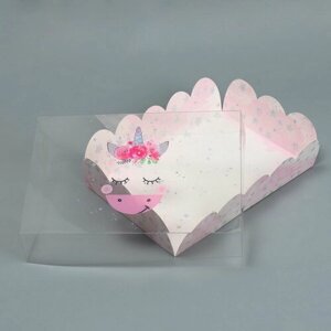 Коробка для печенья, кондитерская упаковка с PVC крышкой, "Чудесных мгновений", 20 x 30 x 8 см, 5 шт.