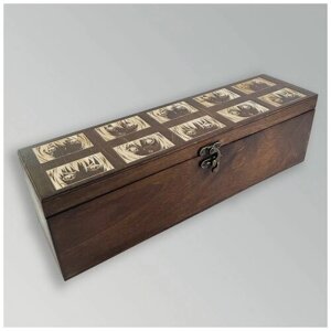 Коробка органайзер для чайных пакетиков из дерева с крышкой "аниме девушки"19