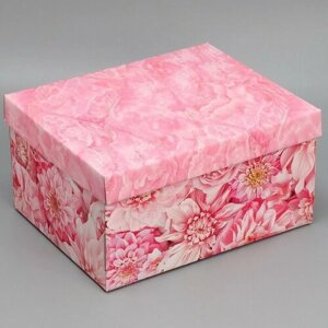 Коробка подарочная складная, упаковка, «Цветы», 31,2 х 25,6 х 16,1 см (комплект из 7 шт)