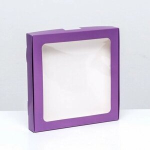 Коробка самосборная с окном сиреневая, 21 х 21 х 3 см