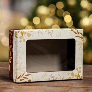 Коробка складная, крышка-дно, с окном "Merry Christmas" 24 х 17 х 8 см
