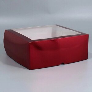 Коробка складная на 9 капкейков с окном «Бордовая», 25 х 25 х 10 см, 5 штук