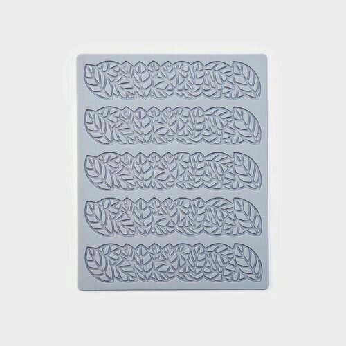 Коврик для айсинга Доляна «Листья», силикон, 16130,3 см, цвет серый