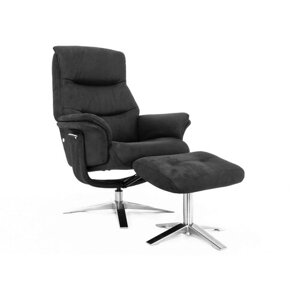 Кресло-реклайнер FALTO RELAX BOSS 7826A с пуфом для ног, обивка нубук, темно-серый