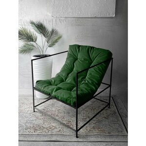 Кресло в стиле лофт Флафф Юнит зеленый велюр