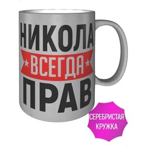 Кружка Никола всегда прав - цвет серебристый