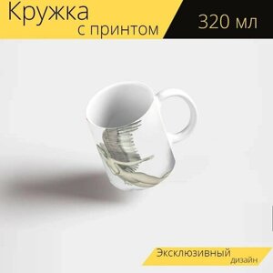 Кружка с рисунком, принтом "Волк, ангел, облако" 320 мл.