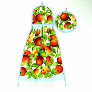 Кухонное полотенце-прихватка и прихватка "Яблоневый сад"