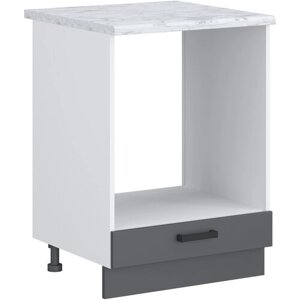 Кухонный модуль №10 под духовку со столешницей шкаф нижний напольный с ящиком ЛДСП 60х60х84.5см белый графит мрамор