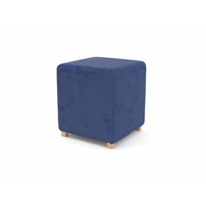 Квадратный мягкий пуф Soft Element Мозли-1, в прихожую, пуфик для ног, велюр, синий, стиль современный лофт