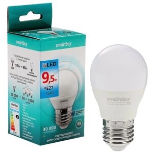 Лампа cветодиодная Smartbuy, Е27, G45, 9.5 Вт, 6000 К, холодный белый свет