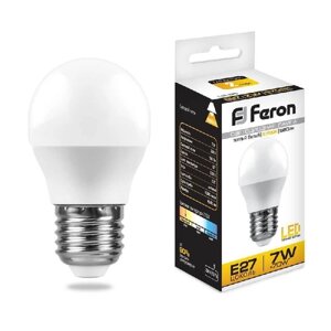 Лампа светодиодная Feron E27 7W 6400K Шар Матовая LB-95 25483 (10 шт.)