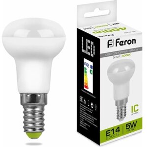 Лампа светодиодная LED зеркальная 5вт Е14 R39 белый | код 25517 | FERON (10шт. в упак.)