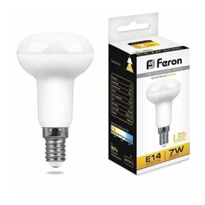Лампа светодиодная LED зеркальная 7вт Е14 R50 теплый (LB-450) код 25513 | FERON (7шт. в упак.)