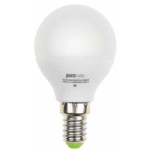 Лампа светодиодная PLED-ECO-G45 5Вт шар 3000К тепл. бел. E14 400лм 220-240В JazzWay 1036896A (60шт. в упак.)
