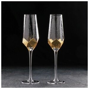 Magistro Набор бокалов для шампанского Magistro «Дарио», 180 мл, 720 см, 2 шт, цвет золото