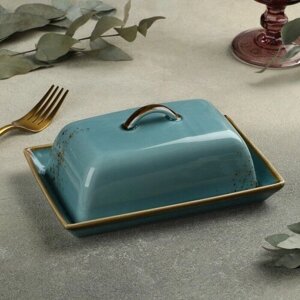 Маслёнка фарфоровая Magistro "Церера", 18х12 см, цвет голубой