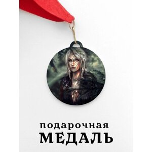 Медаль сувенирная спортивная подарочная Ведьмак, металлическая на красной ленте