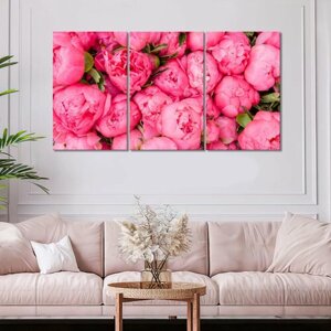 Модульная картина/Модульная картина на холсте/Модульная картина в подарок/ Бутоны розовых пионов - Pink peony buds 90х50