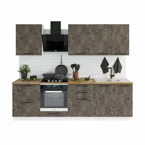 Модульная кухня Нувель 2,6 м - бетон коричневый