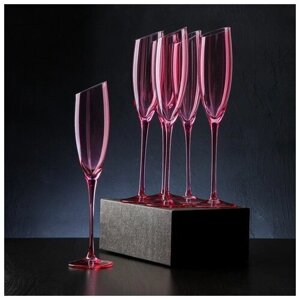 Набор бокалов стеклянных для шампанского Magistro «Иллюзия», 180 мл, 5,527,5 см, 6 шт, цвет розовый