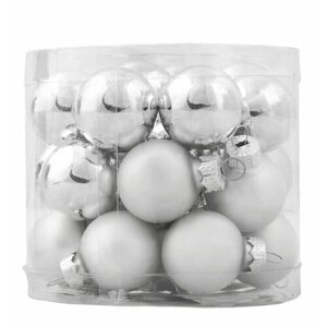 Набор ёлочных шаров, 2.5 см, стекло, цвет серебряный, 24 шт.
