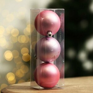 Набор ёлочных шаров «Верь в чудеса! пластик, d-6, 3 шт, нежно-розовый