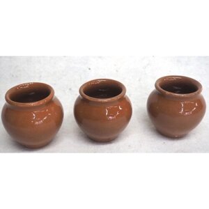 Набор глиняных керамических горшочков для жаркого и запекания деликатесные 150мл. шт.