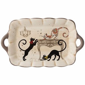 Набор из 2 штук Блюдо Agness "Парижские коты" 23,5х14х2,5см, прямоугольное, керамика (358-1741/2)