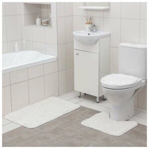 Набор ковриков для ванной и туалета Доляна «Плюшевый» 3 шт: 8049 4049 4035 см цвет белый