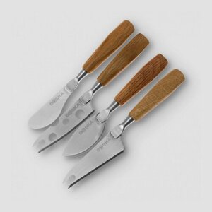 Набор мини-ножей для сыра, 4 предмета, нержавеющая сталь, дерево BSK320218 Oslo