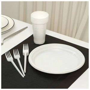Набор одноразовой посуды Не забыли! Пикник», тарелки d=20,5 см, стаканы 200 мл, вилки столовые