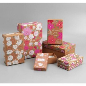 Набор подарочных коробок 6 в 1 "Цветы ", 12 х 7 х 4 - 22 х 14 х 8.5 см