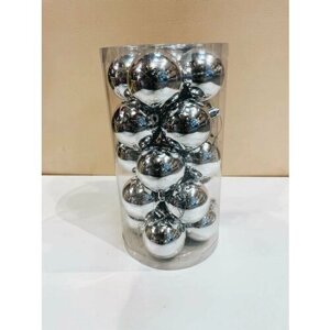 Набор шаров 6 см (20 шт, глянец), цвет серебро