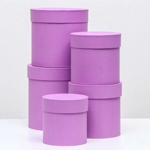 Набор шляпных коробок 5 в 1 Фиолетовые , 20 х 20-13 х 13 см