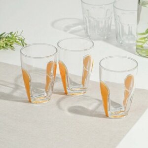Набор стаканов «Снэп», стеклянный, 260 мл, 3 шт, желтый пластиковый аксессуар