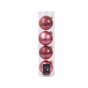 Набор стеклянных шаров матовых и глянцевых, цвет: розовый бархат, 100 мм, 4 шт, Kaemingk