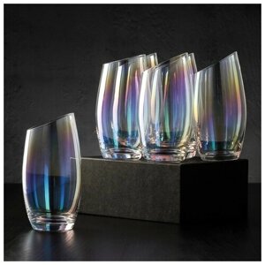 Набор стеклянных стаканов высоких Magistro "Иллюзия", 475 мл, 8х15,3 см, 6 шт, цвет перламутровый