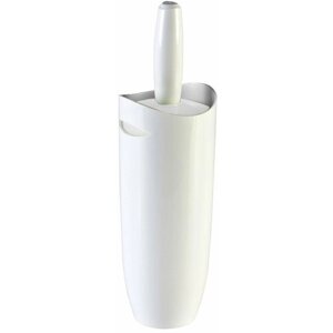 Напольный ершик Primanova M-E05-01 пластиковый с закрытой туалетной щёткой для унитаза, цвет белый, диаметр 10 см, высота 35 см
