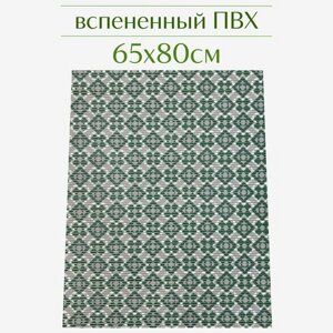Напольный коврик для ванной из вспененного ПВХ 65x80 см, тёмно-зеленый/серый, с рисунком