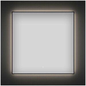 Настенное зеркало в ванную с подсветкой Wellsee 7 Rays' Spectrum 172200390 : влагостойкое квадратное зеркало 80х80 см с черным матовым контуром