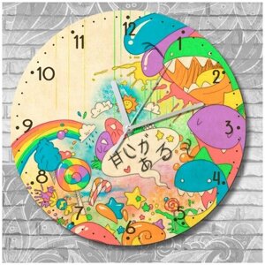 Настенные часы УФ детское радуга милота - 3250