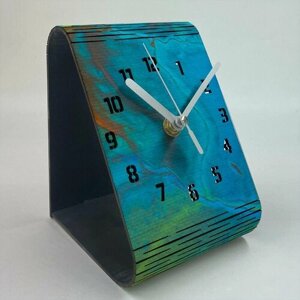 Настольные деревянные бесшумные часы цвета венге с УФ принтом Узоры Часы - 60