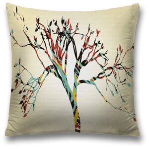Наволочка декоративная на молнии, чехол на подушку JoyArty "Цветное дерево" 45х45 см